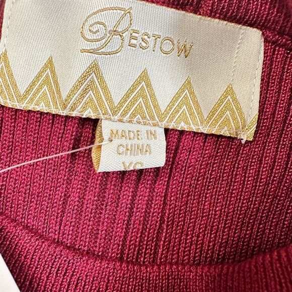 NWT Bestow Women’s Red Fitted Long Sleeve Ribbed Bodycon Dress - Size XS - Picture 5 of 6